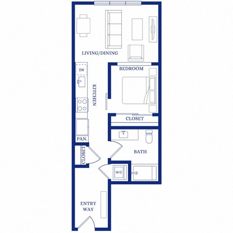 a floor plan of a small apartment with a bedroom and a living room